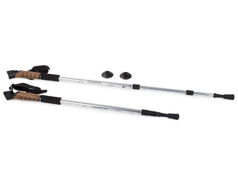 Kij nordic walking z korkową rączką kolor srebrny