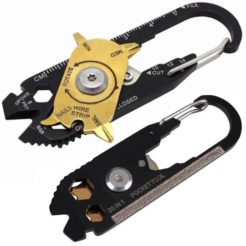 Brelok karabińczyk nóż multitool przeżycia 20w1