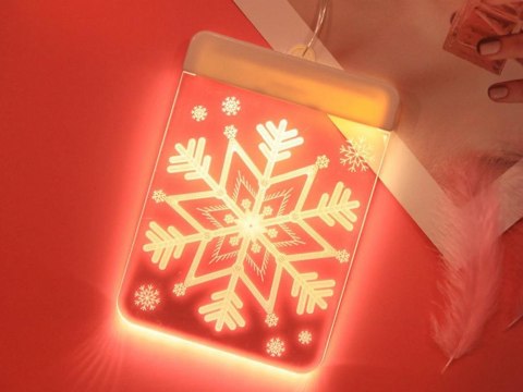 Witraż led 3d na okno ozdoba lampki świąteczne