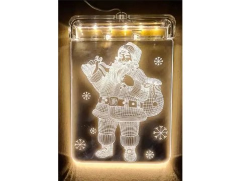 Witraż led 3d na okno ozdoba lampki świąteczne