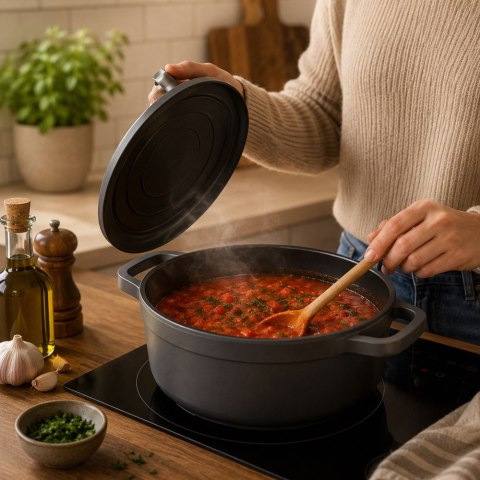 Garnek brytfanna do gotowania pieczenia non stick indukcja gaz pokrywa 2l
