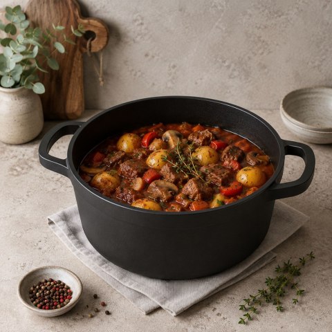 Garnek brytfanna do gotowania pieczenia non stick indukcja gaz pokrywa 4l