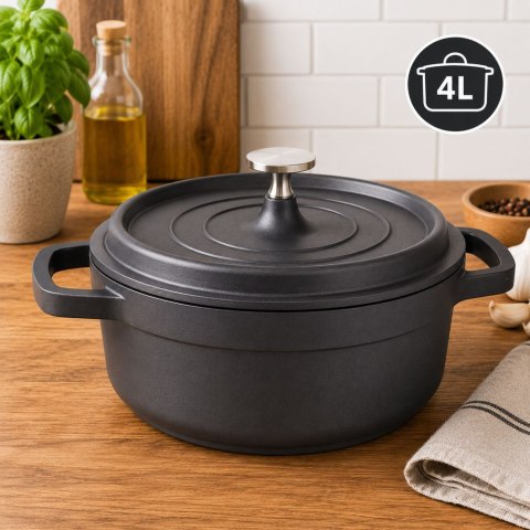 Garnek brytfanna do gotowania pieczenia non stick indukcja gaz pokrywa 4l