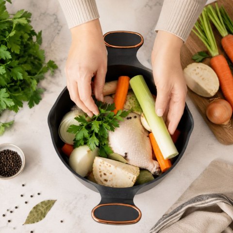 Garnek rondel głęboki z pokrywką indukcja gaz powłoka non stick 5l