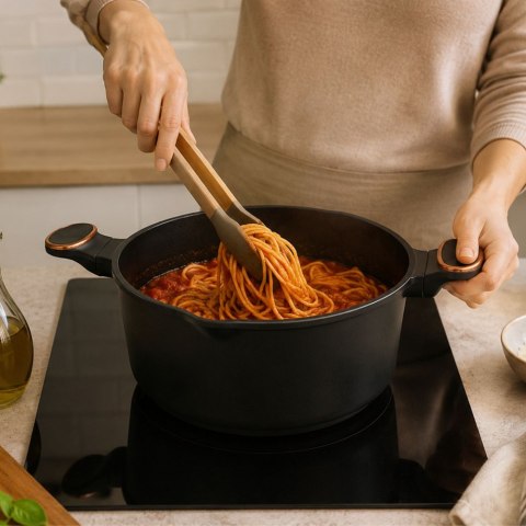 Garnek rondel głęboki z pokrywką indukcja gaz powłoka non stick 5l