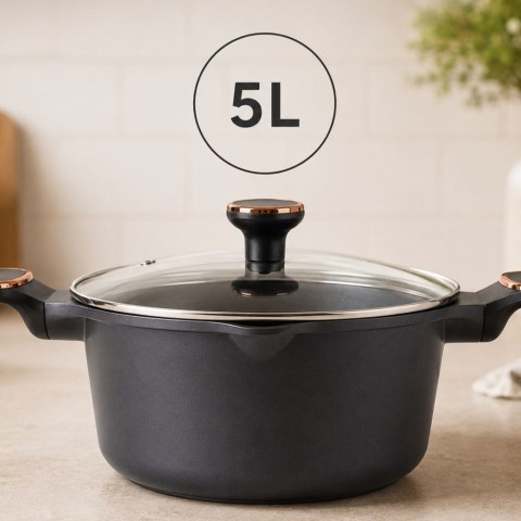 Garnek rondel głęboki z pokrywką indukcja gaz powłoka non stick 5l