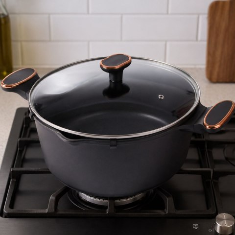 Garnek rondel głęboki z pokrywką indukcja gaz powłoka non stick 7l