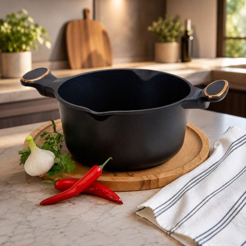 Garnek rondel głęboki z pokrywką indukcja gaz powłoka non stick 7l