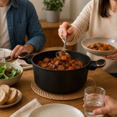 Garnek rondel głęboki z pokrywką indukcja gaz powłoka non stick 7l