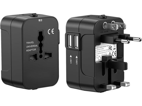 Adapter przejściówka wtyczka gniazdo uk usa eu aus uniwersalna 2x usb świat