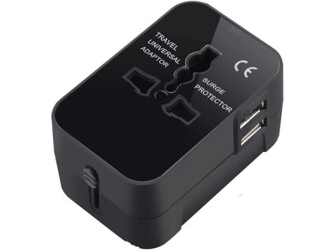 Adapter przejściówka wtyczka gniazdo uk usa eu aus uniwersalna 2x usb świat