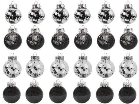 Bombki choinkowe na choinkę 6cm zestaw 24szt święta czarne świąteczne