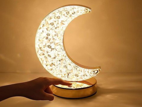 Lampka nocna stołowa księżyc kryształ led rgb usb