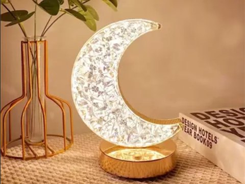 Lampka nocna stołowa księżyc kryształ led rgb usb