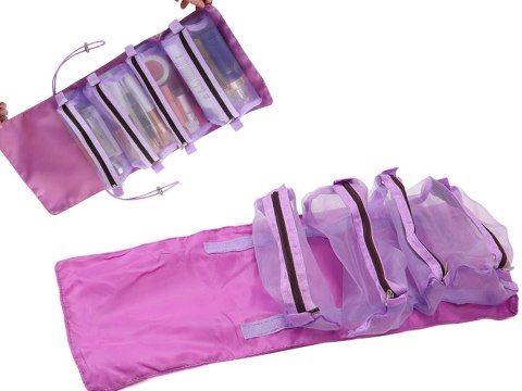 Kosmetyczka turystyczna podróżna roll funkcjonalna suwak 4 w 1 na kosmetyki