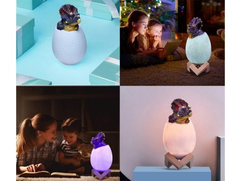 Lampka nocna dinozaur triceratops jajko rgb led jajo świecące dla dzieci
