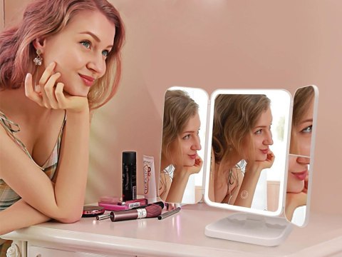 Lusterko kosmetyczne podświetlane led rozkładane lustro do makijażu premium