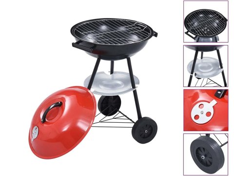 Grill węglowy brykietowy ogrodowy kółka pokrywa okrągły zamykany przenośny
