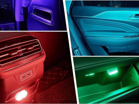 Lampka 6 led rgb do samochodu oświetlenie wnętrza dodtykowa bezprzewodowa