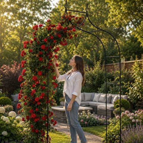 Pergola ogrodowa podpora do kwiatów do pnączy łuk na róże metalowa ozdobna