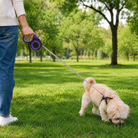 Smycz mocna automatyczna z blokadą dla psa taśma wytrzymała długa 5m 15kg