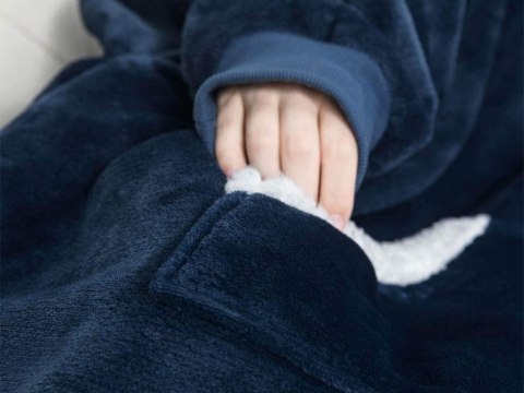 Ciepła bluza koc oversize xxl 2w1 gruba futrzak miękka z kapturem szlafrok