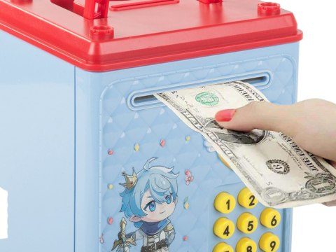 Skarbonka sejf bankomat na kod dostępu banknoty monety pieniądze kod pin