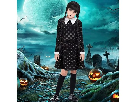 Sukienka wednesday addams strój kostium dla dzieci halloween przebranie 125