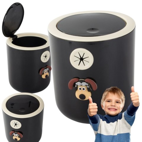 Mini kosz na śmieci piesek do pokoju dziecęcego 2l na klik mały poręczny