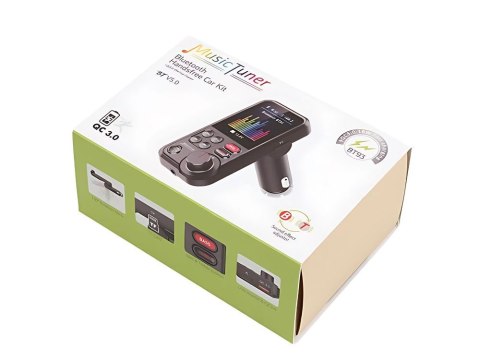 Transmiter bluetooth 5.0 fm zestaw głośnomówiący usb qc tf bass lcd 12-24v