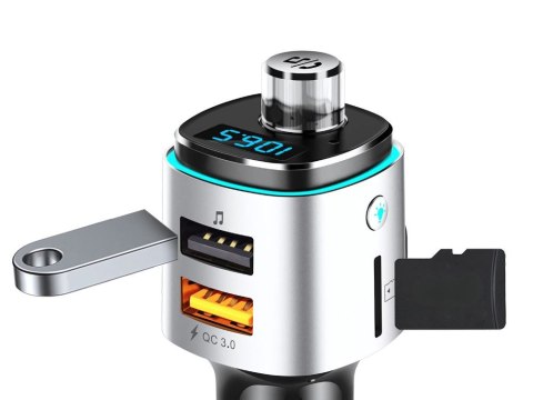 Transmiter bluetooth fm ładowarka samochodowa szybka 2x usb podświetlenie
