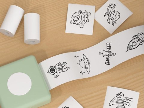 5szt papier termiczny wkład do mini drukarki termicznej drukuś 55mm 5 rolek