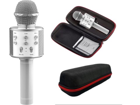 Mikrofon bezprzewodowy bluetooth głośnik karaoke okrągły z etui różne tryby