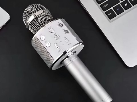 Mikrofon bezprzewodowy bluetooth głośnik karaoke okrągły z etui różne tryby