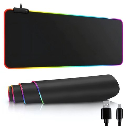 Podkładka gamingowa podświetlana rgb xl 80x30 pod myszkę klawiaturę usb