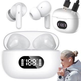 Słuchawki douszne bluetooth bezprzewodowe z etui ładującym led i mikrofonem