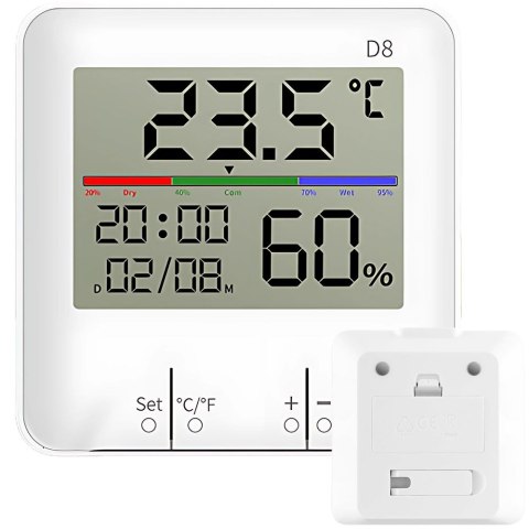 Termometr stacja pogody pogodowa wewnętrzny higrometr zegar bateria lcd