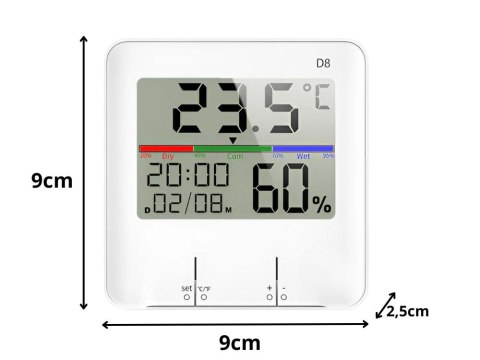 Termometr stacja pogody pogodowa wewnętrzny higrometr zegar bateria lcd