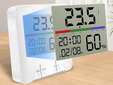 Termometr stacja pogody pogodowa wewnętrzny higrometr zegar bateria lcd