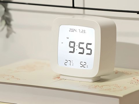 Zegar budzik z datą i temperaturą z funkcją drzemki lcd wilgoć w powietrzu