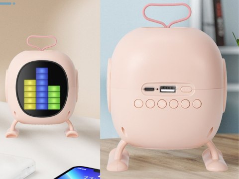 Głośnik bluetooth karaoke z mikrofonem led kolorowe kwadraty muzyka rgb