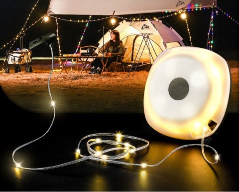 Lampa kempingowa biwakowa akumulatorowa led girlanda na rolce 8m ciepła