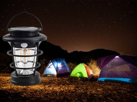 Lampa solarna kempingowa latarnia ogrodowa led usb czujnik ruchu zmierzchu