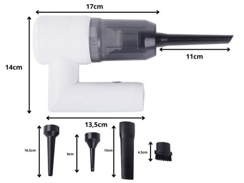 Odkurzacz bezprzewodowy samochodowy 2w1 ręczny dmuchawa końcówki usb filtr