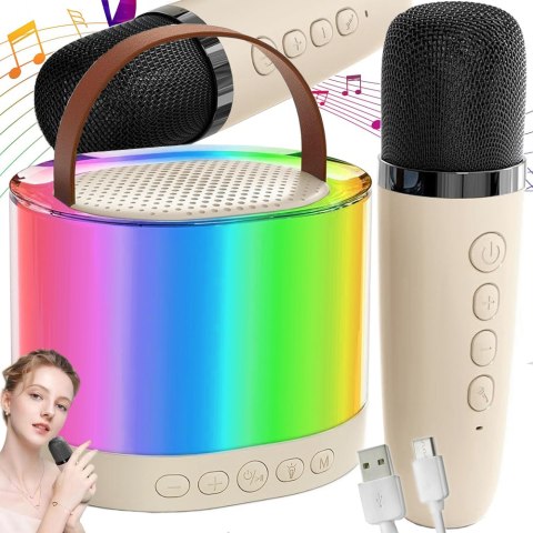 Zestaw do karaoke 2x mikrofon bezprzewodowy przenośny bluetooth głośnik rgb