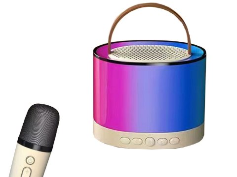 Zestaw do karaoke 2x mikrofon bezprzewodowy przenośny bluetooth głośnik rgb