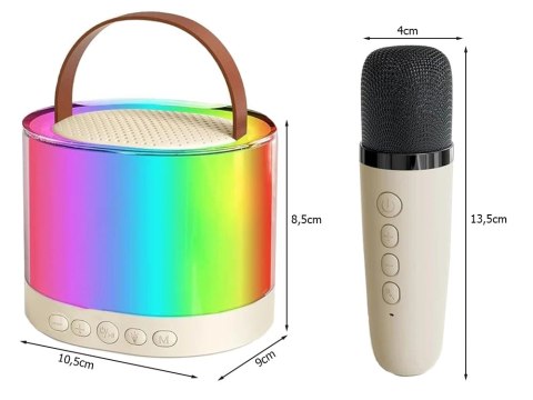 Zestaw do karaoke 2x mikrofon bezprzewodowy przenośny bluetooth głośnik rgb