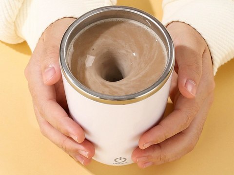 Kubek samomieszający 350ml stalowy termos na zimne i gorące smycz usb