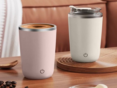 Kubek samomieszający 350ml stalowy termos na zimne i gorące smycz usb