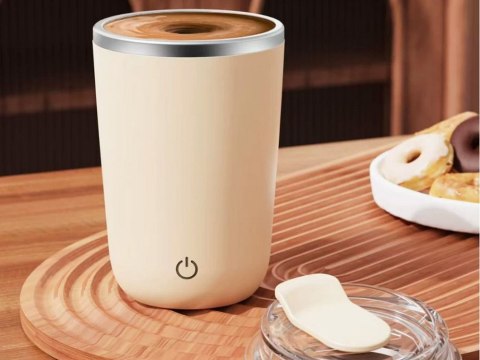 Kubek samomieszający 350ml stalowy termos na zimne i gorące smycz usb